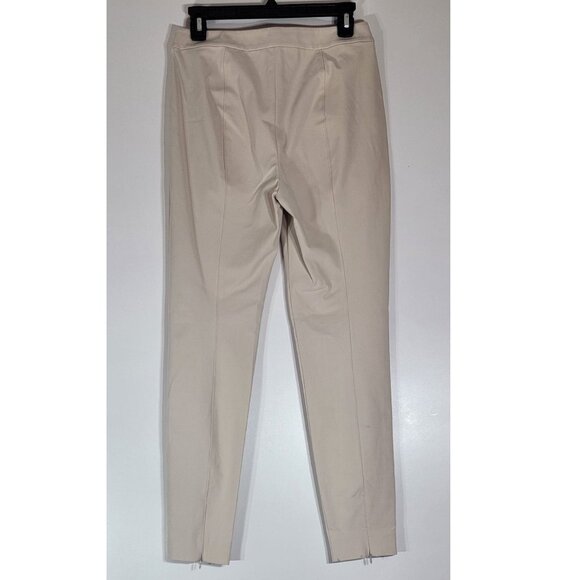 St. John Cotton Blend Flat Front Straight Leg Pants, Beige, Womens Size 4 - Picture 3 of 5